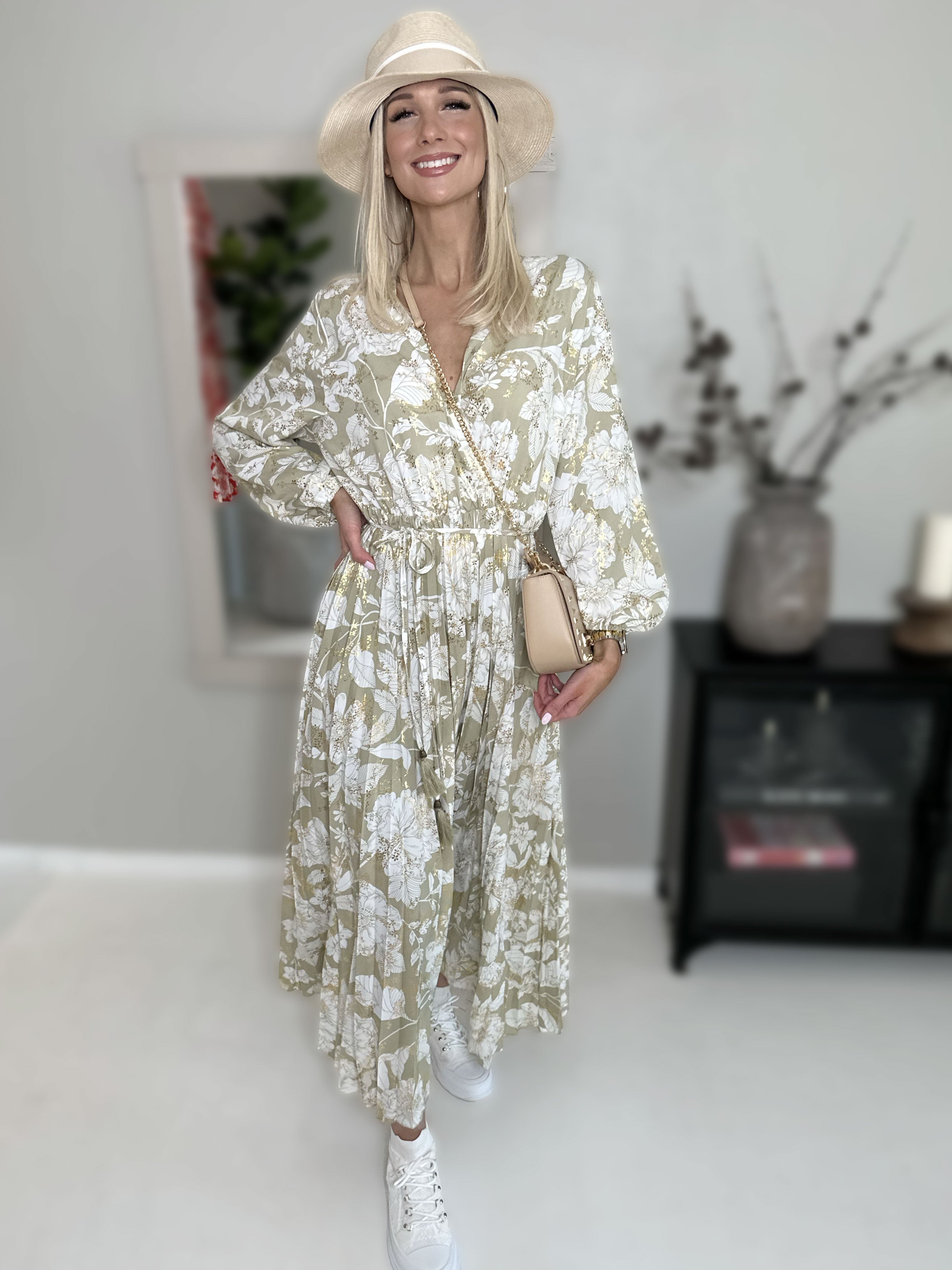 Marinella Flower - Smuk lang kjole med blomstermotiv